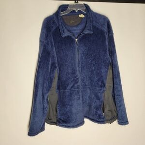 Vintage Orvis Blue Teddy Jacket Cozy Zip-Up